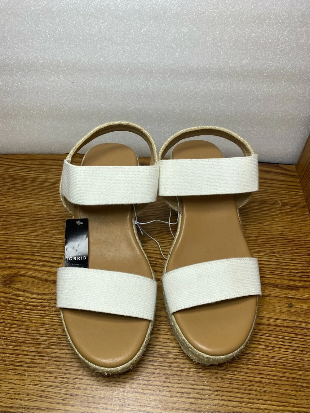 Torrid Women's Espadrille Wedge Sandals Ankle Strap Slip On White Size 11 New